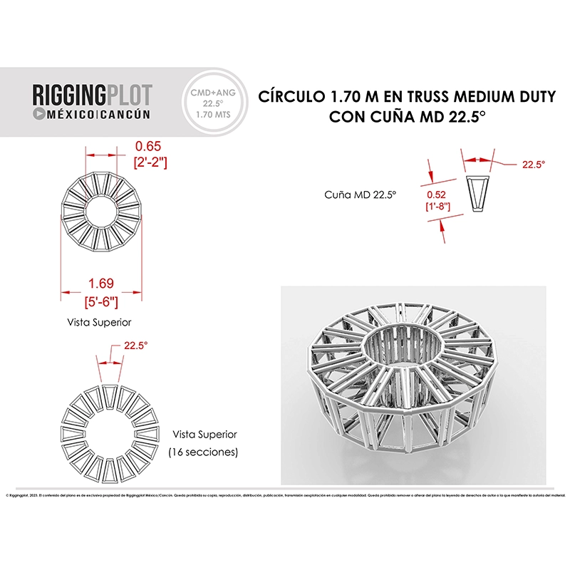 truss circular 1.70mts más cuña 22.5 grados EN MÉRIDA
