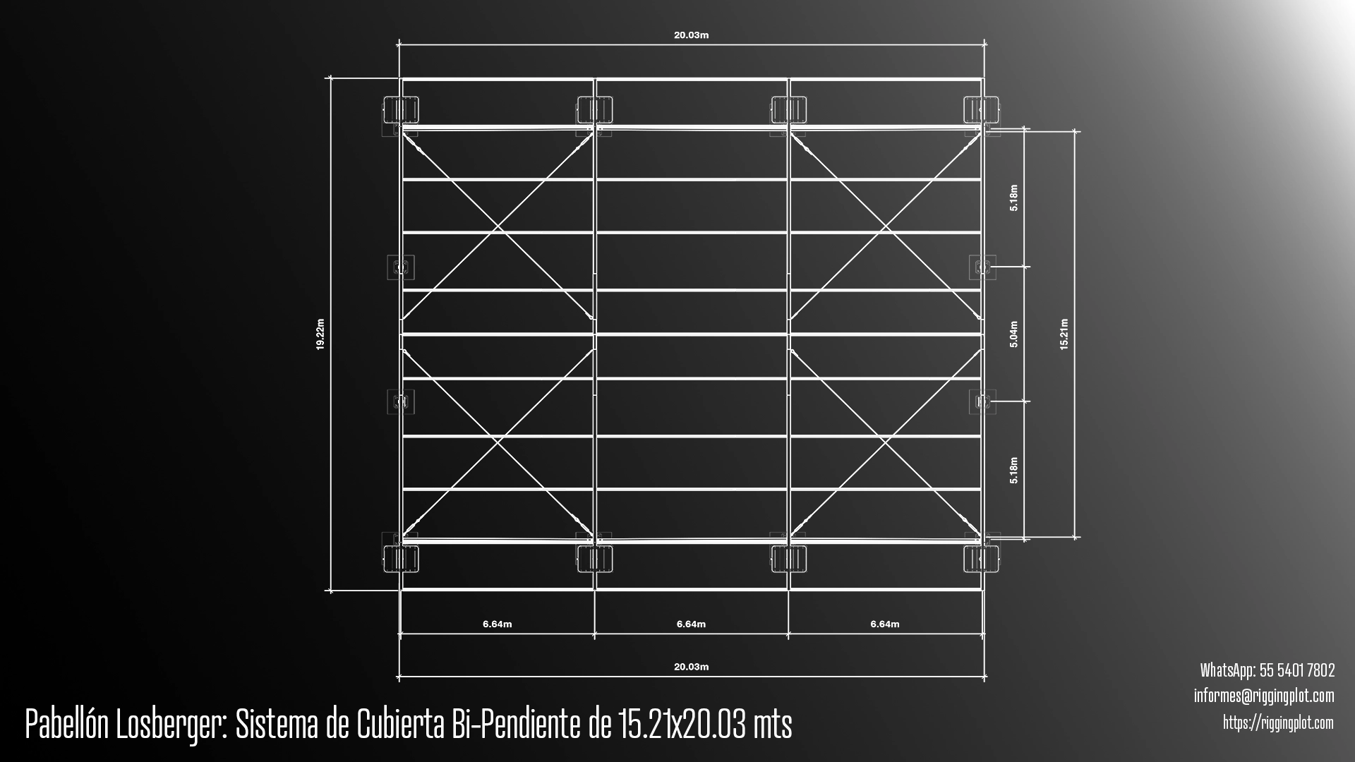ficha tecnica carpa losberger 15.21 X 20.03 mts Riggingplot MÉRIDA
