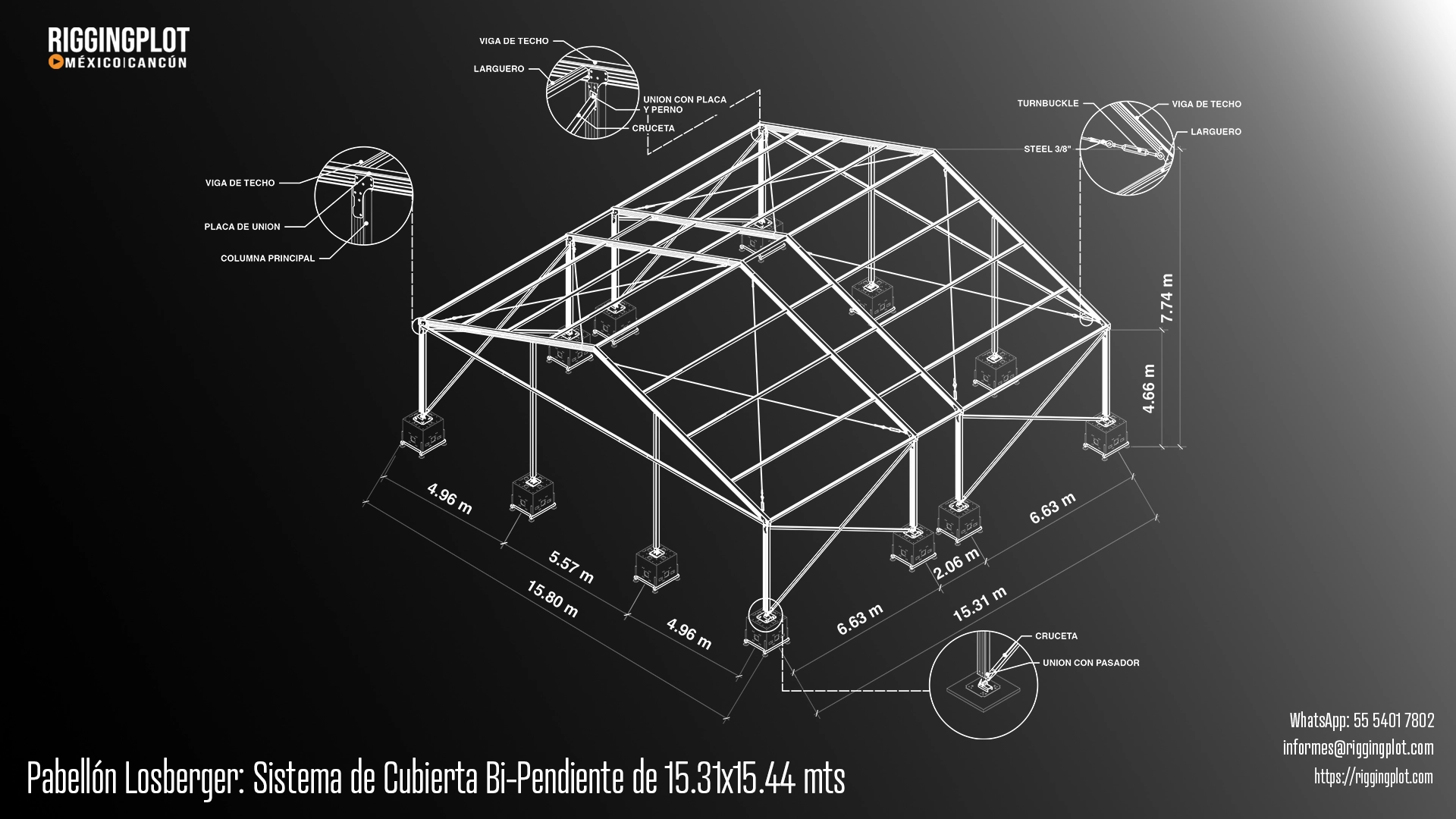 ficha técnica carpa losberger 15x15mts riggingplot MÉRIDA