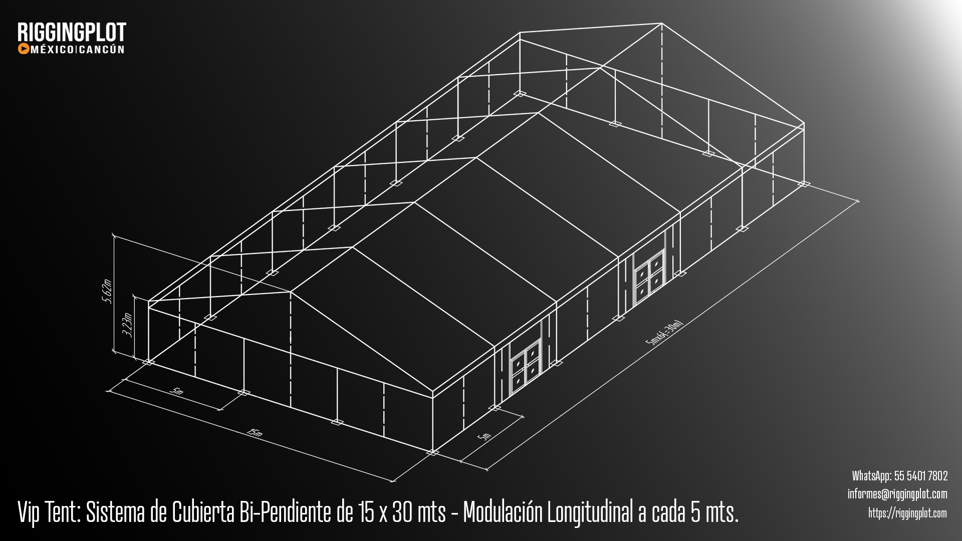 ficha tecnica carpa losberger 15.00 x 30.00 MTS Riggingplot MÉRIDA