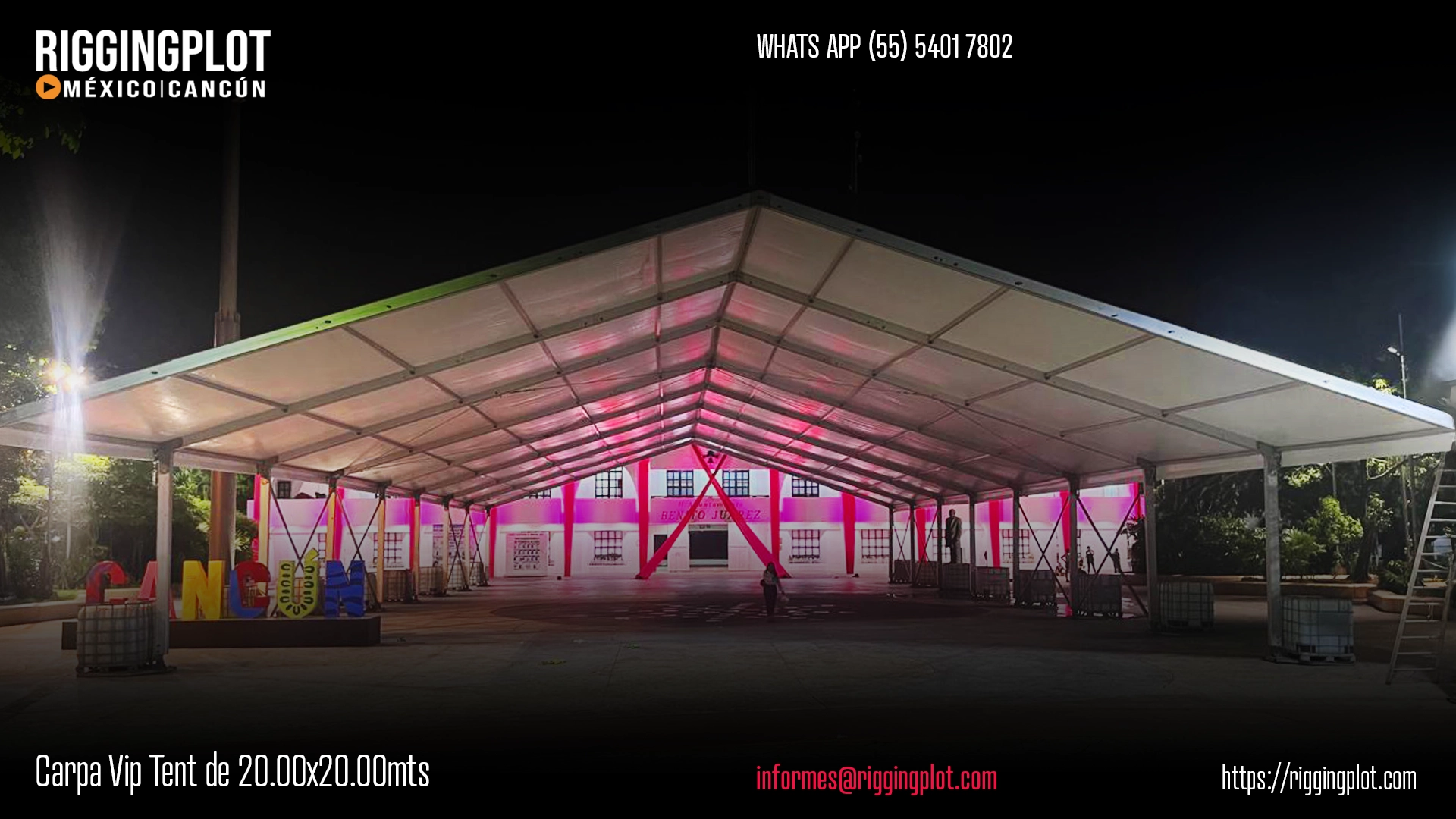 FICHA TÉCNICA CARPA VIP TENT 20.00X20.00 MTS EN MÉRIDA
