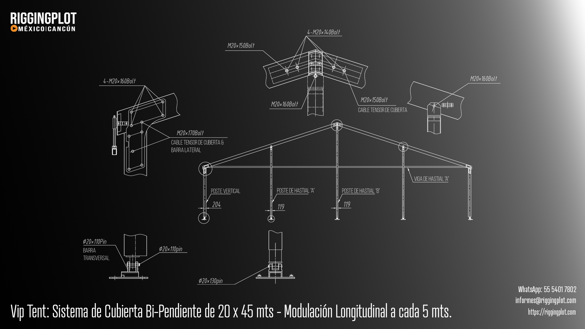 ficha tecnica carpa losberger 20.00 x 45.00 MTS Riggingplot MÉRIDA