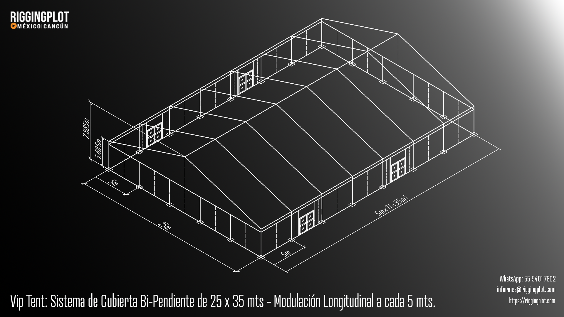 ficha tecnica carpa losberger 25.00 X 35.00 MTS Riggingplot MÉRIDA