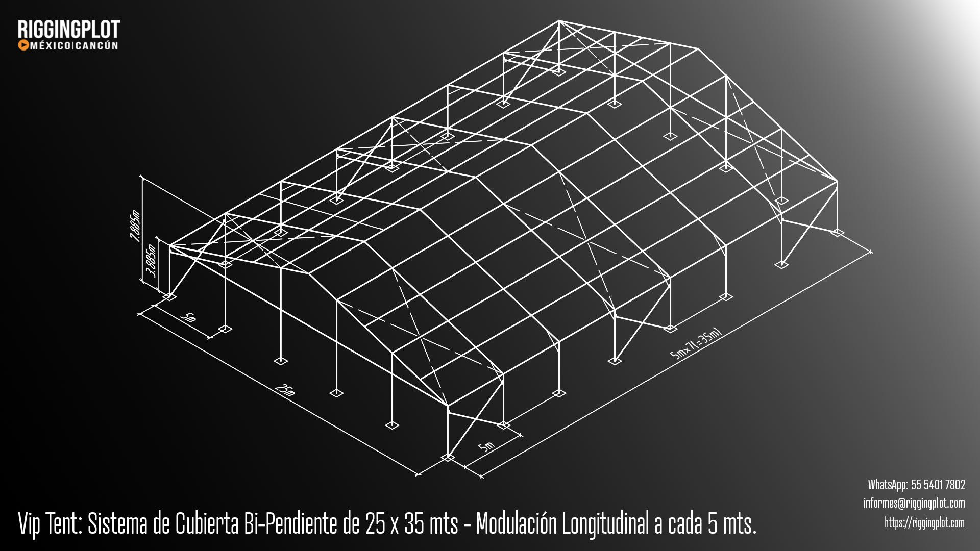 ficha tecnica carpa losberger 25.00 X 35.00 MTS Riggingplot MÉRIDA