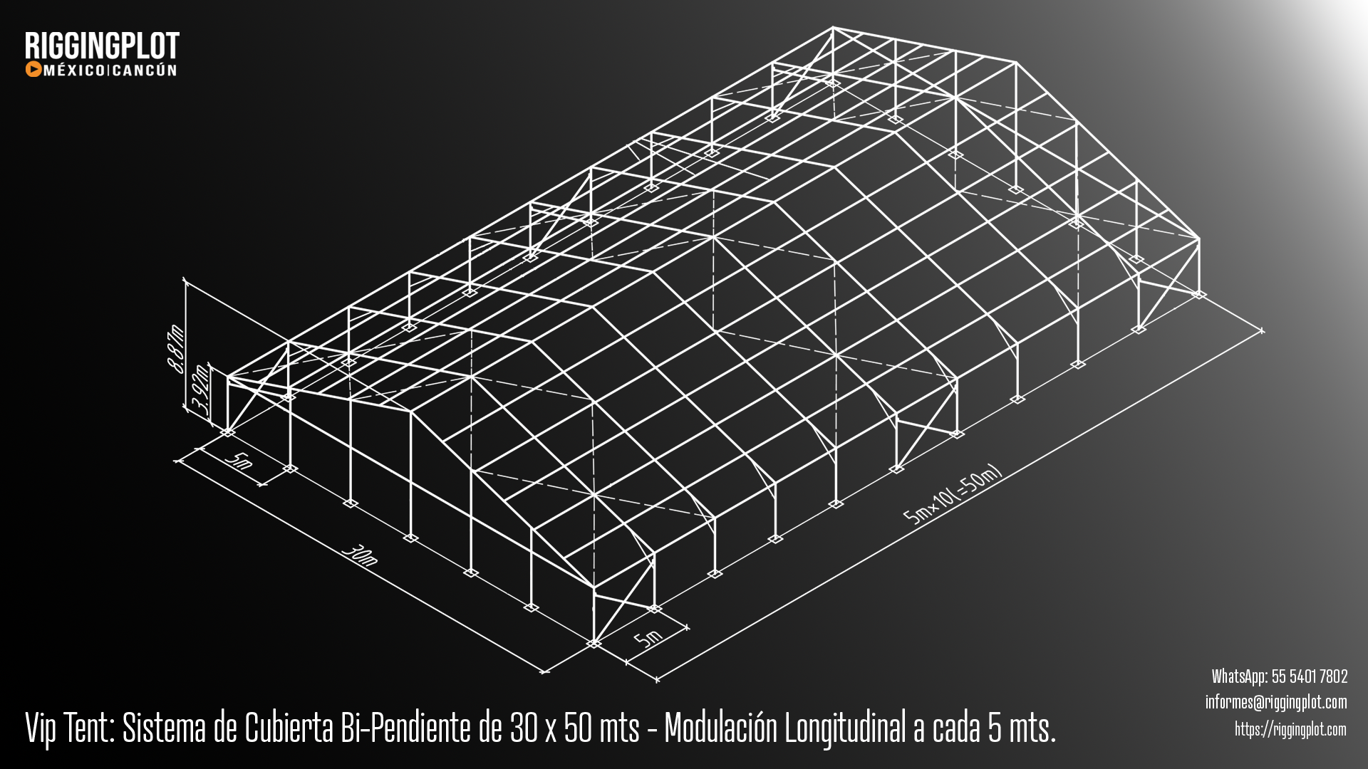 ficha tecnica carpa losberger 30.00 X 50.00 mts Riggingplot MÉRIDA