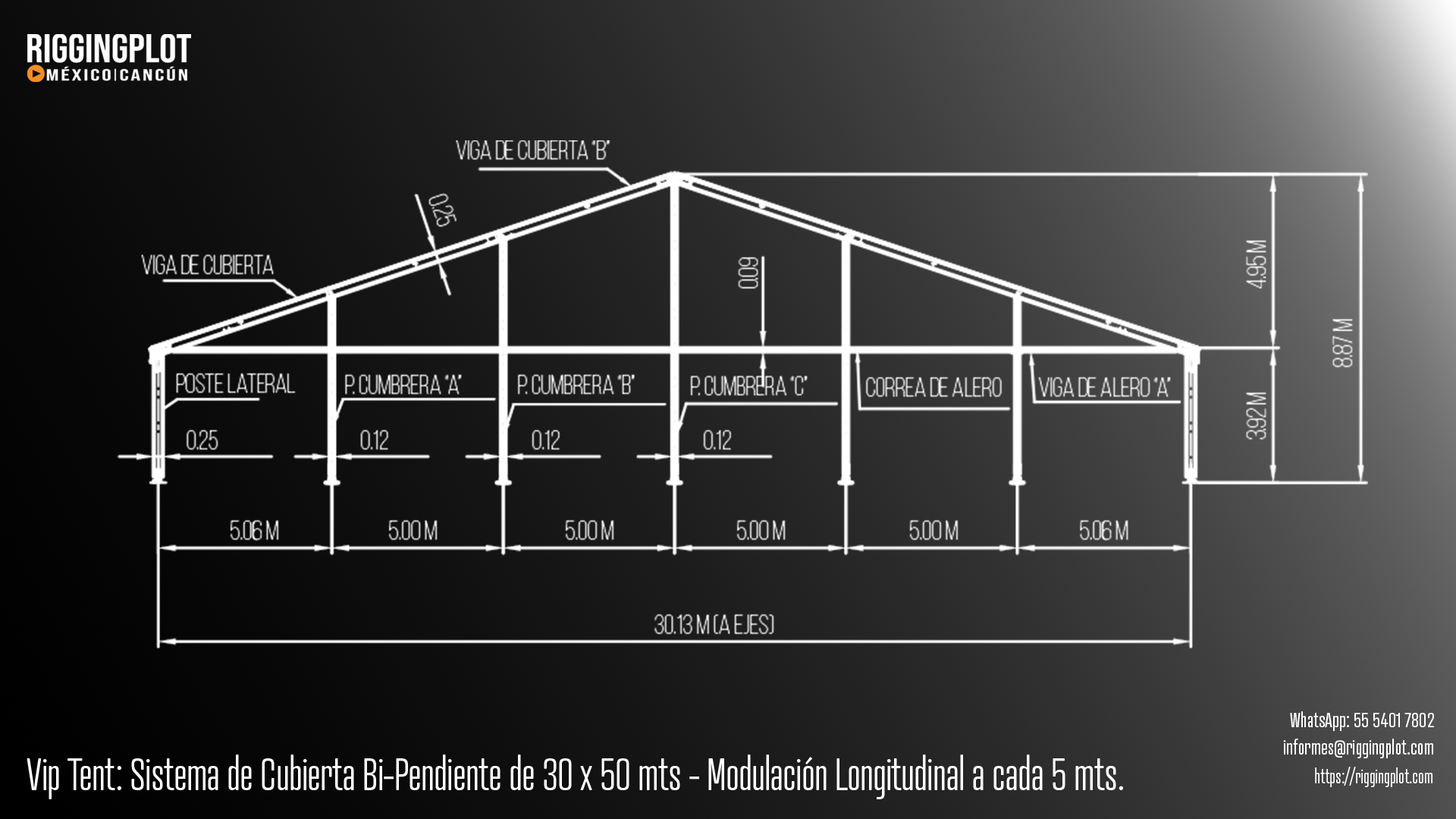 ficha tecnica carpa losberger 30.00 X 50.00 mts Riggingplot MÉRIDA
