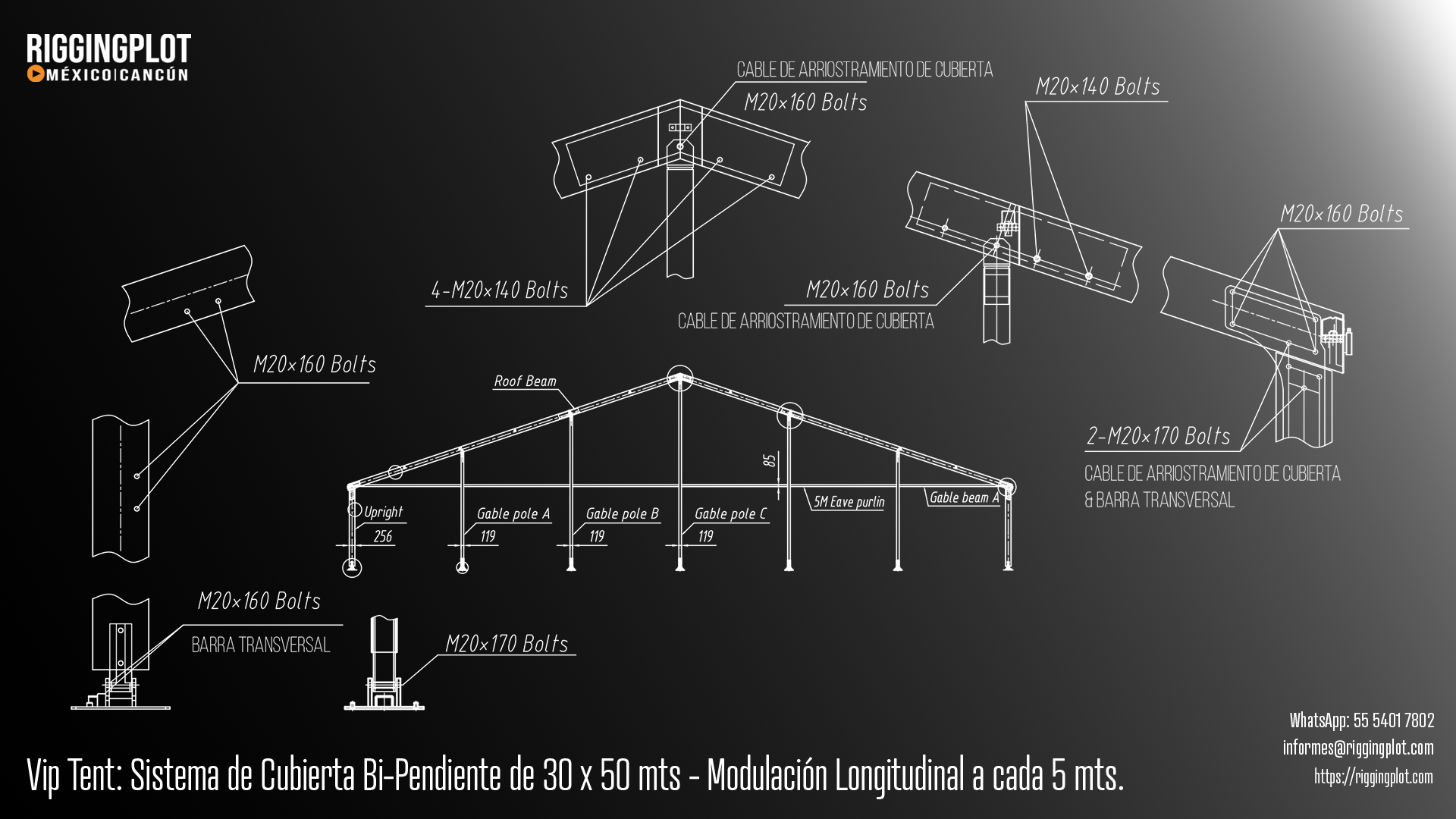 ficha tecnica carpa losberger 30.00 X 50.00 mts Riggingplot MÉRIDA