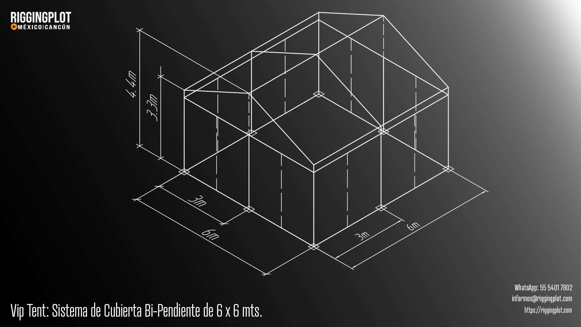 ficha tecnica carpa losberger 6.00 x 6.00 MTS Riggingplot MÉRIDA