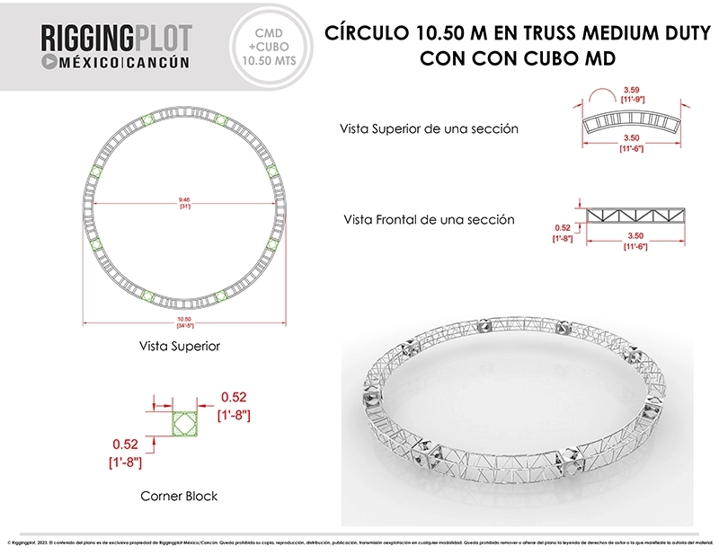 FICHA TÉCNICA TRUSS CIRCULAR MEDIUM DUTY DE 10.50MTS DÍAMETRO MÉRIDA