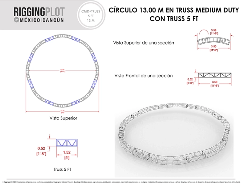 FICHA TÉCNICA TRUSS CIRCULAR MEDIUM DUTY DE 13.00MTS DÍAMETRO MÉRIDA