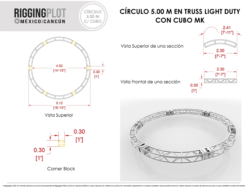 RENTA DE TRUSS CIRCULAR CMK + CUBO DE 5MTS DE DÍAMETRO PARA LA INDUSTRIA DEL ENTRETENIMIENTO EN MÉRIDA, TULÚM, PLAYA DEL CARMEN, E ISLA MUEJERES