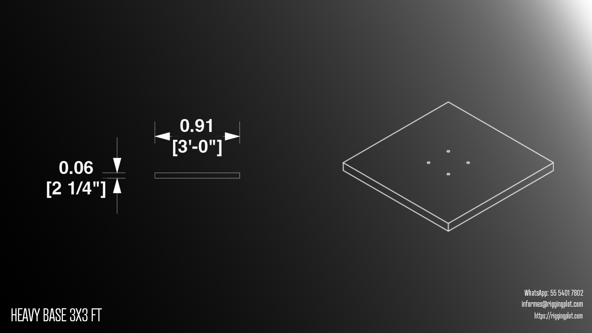 Renta y venta de contrapeso placa base de 1.22 x 1.22 m (4' x 4') para truss que se coloca directamente en la parte inferior de los trusses para armar torres de  o columnas estructurales en hospitalities, stands y escenarios en Mérida