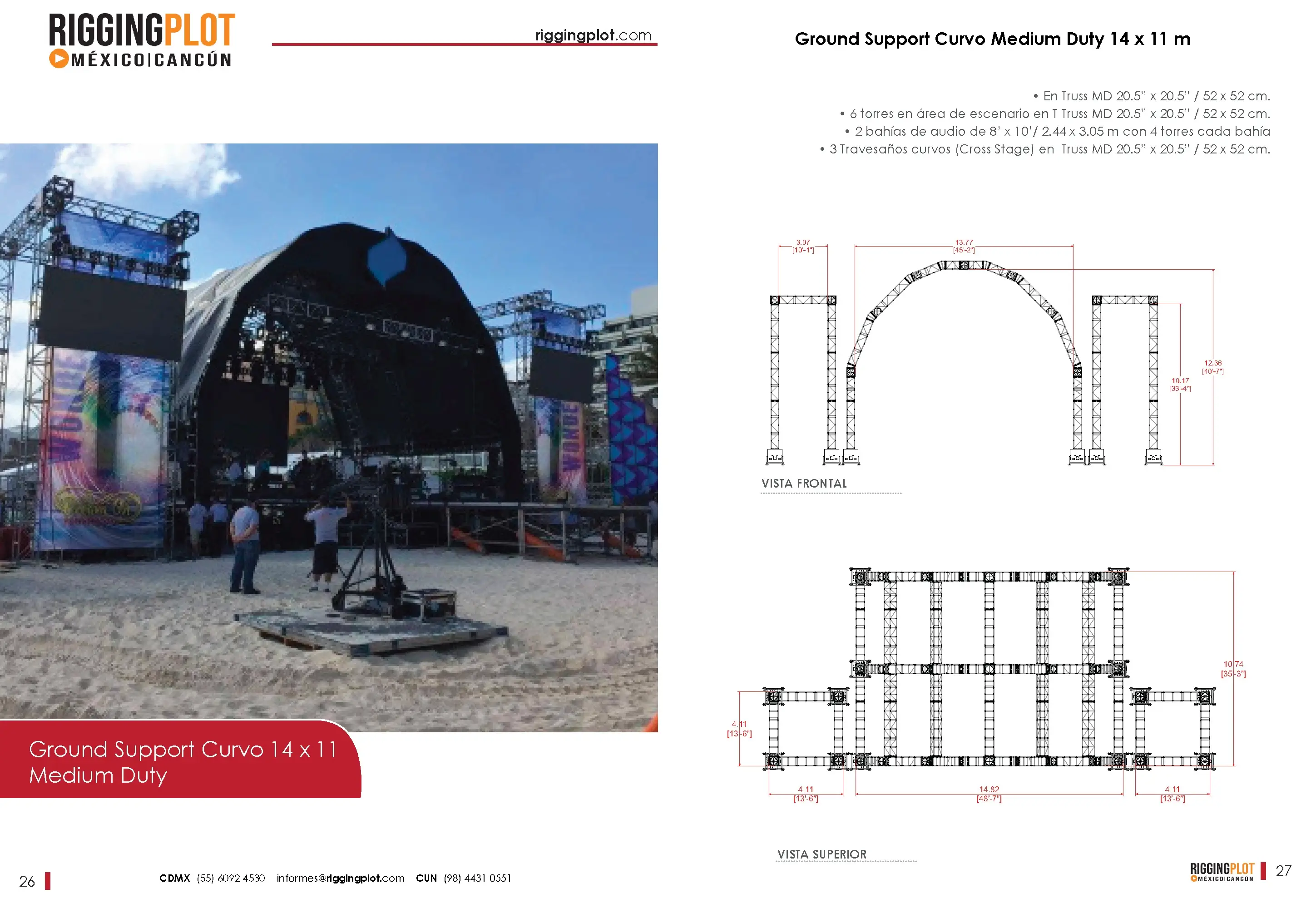 FICHA TÉCNICA GROUND SUPPORT CURVO MEDIUM DUTY DE 14.82X10.74MTS MÉRIDA