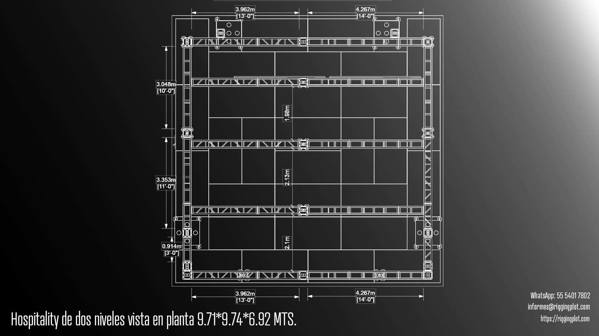 FICHA TÉCNICA HOSPITALITY MD DE 2 NIVELES 9.75X9.71MTS MÉRIDA