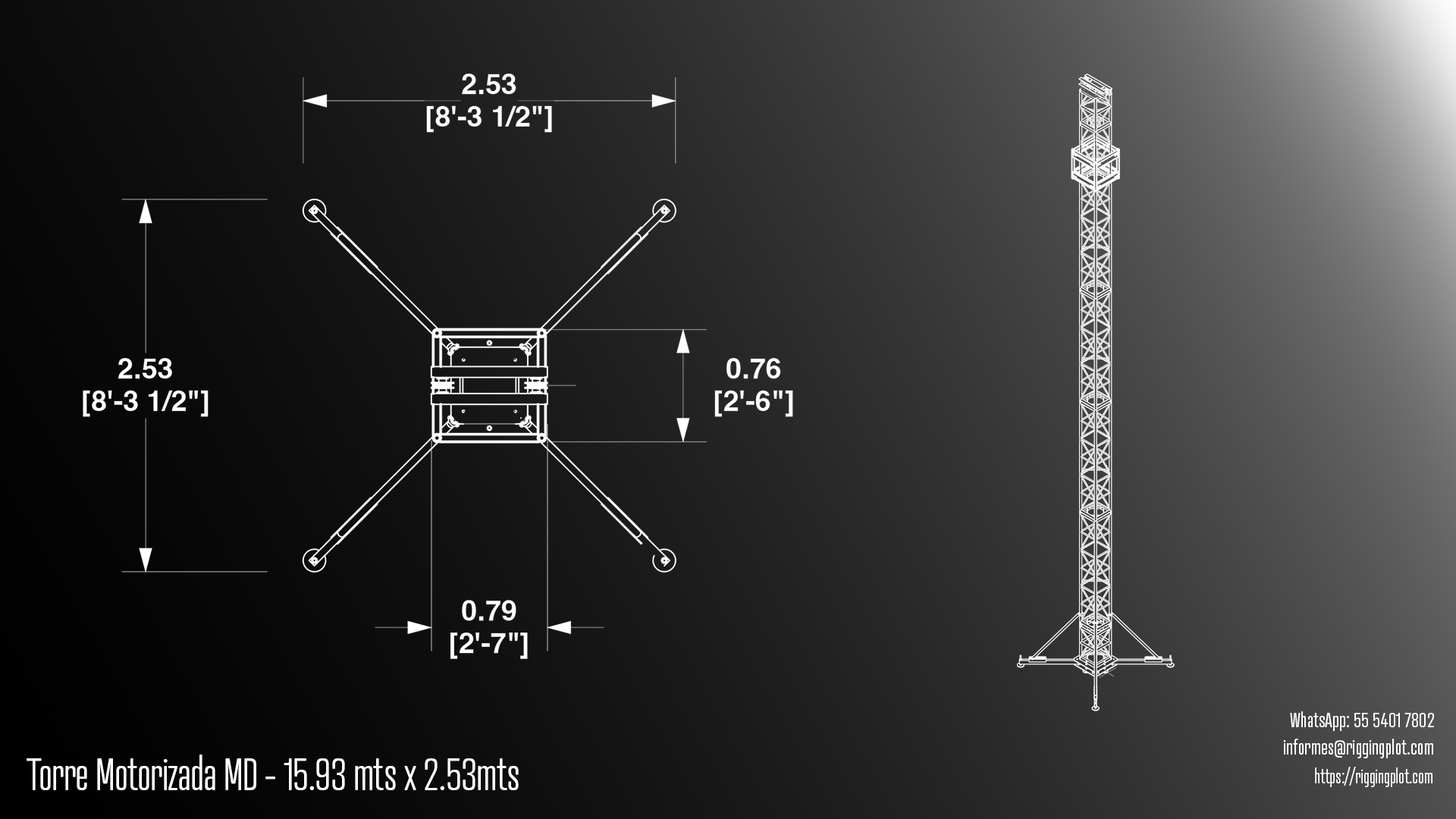 RENTA Y VENTA DE TORRE MOTORIZADA EN TRUSS MEDIUM DUTY DE 15.93 MTS DE ALTO CON ESTABILIZADORES Y CUBO DESLIZABLE EN ALUMINIO PARA LA INDUSTRIA DEL ENTRETENIMIENTO EN MÉRIDA, TULÚM, PLAYA DEL CARMEN, E ISLA MUEJERES